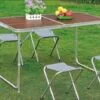 27317391021118_45104224b4 Стіл Folding Table 120*60*70 для пікніка з 4 стільцями, коричневий, просте складання, великий розмір для 6-8 осіб