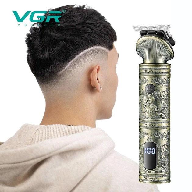 Акумуляторна машинка для стрижки волосся VGR V-962 — тример для бороди та вусів з насадками 1-7 мм для професійного використання.