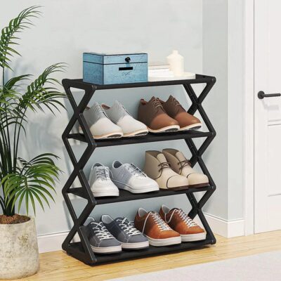 Полиця для взуття shoe rack AND XL-1491 для 8 пар взуття складана, пластиковий каркас, зручність в організації