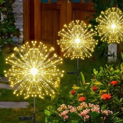 Ліхтар садовий газонний Кульбаба 120 LED 2 шт у комплекті тепле біле світіння 8 режимів свічення