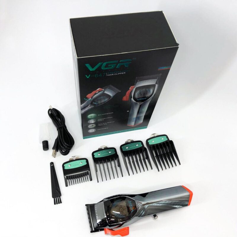 Машинка для стрижки волосся VGR V-647 з акумулятором та насадками для швидкої стрижки вдома.