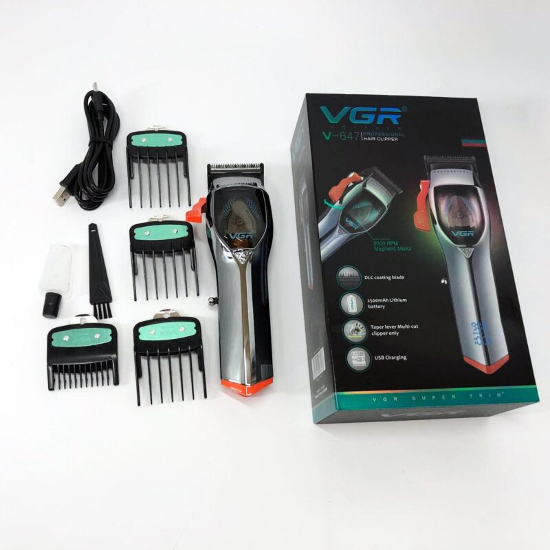 Машинка для стрижки волосся VGR V-647 з акумулятором та насадками для швидкої стрижки вдома.