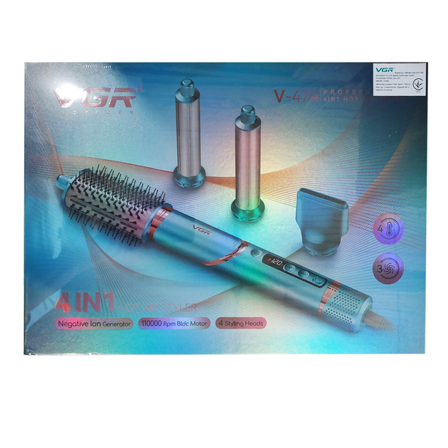 зелений Фен стайлер VGR V 474 4 в 1 — швидке та безпечне укладання волосся.