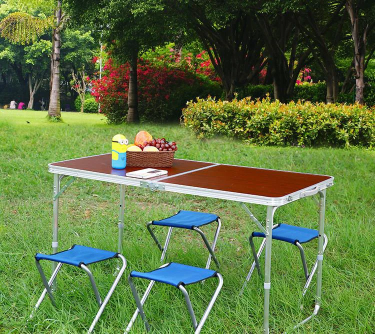 61461815187380_3b620a792a Стіл Folding Table 120*60*70 для пікніка з 4 стільцями, коричневий, просте складання, великий розмір для 6-8 осіб