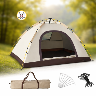 Намет автоматичний з антимоскітною сіткою Туристичний намет-автомат 2-місний 200х150см Бежевий