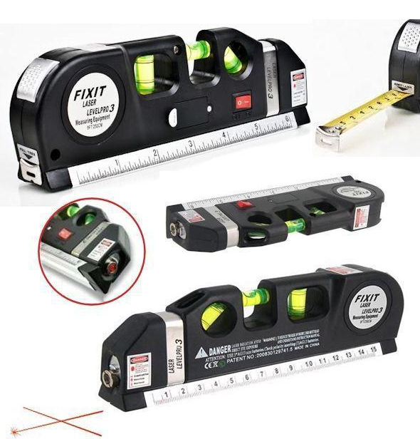 Лазерний рівень FIXIT Laser Level Pro 3 з вбудованою рулеткою для точних вимірювань