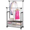 Телескопічна стійка для одягу Double Pole Clothes Horse - легка, компактна, швидка збірка, висота 135 см, для великої кількості одягу.