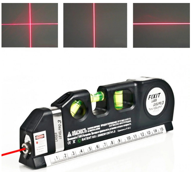Лазерний рівень FIXIT Laser Level Pro 3 з вбудованою рулеткою для точних вимірювань