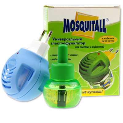Mosquitall комплект від комарів прилад + рідина 45 ночей універсальний захист без запаху автоматичний захист