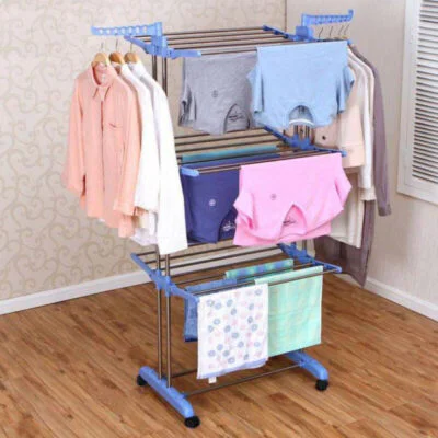 Сушарка для речей Garment Rack With Wheels Складна сушарка для білизни 15 кг вантажопідйомності компактна і зручна для використання в приміщенні