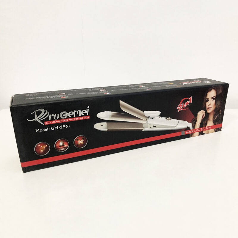 Щипці утюжок для волос GEMEI GM-2961 2 в 1 з керамічним покриттям для завивки волос