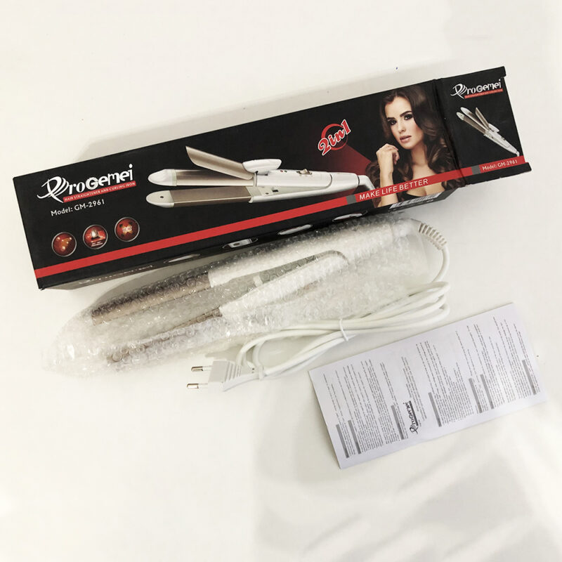 Щипці утюжок для волос GEMEI GM-2961 2 в 1 з керамічним покриттям для завивки волос
