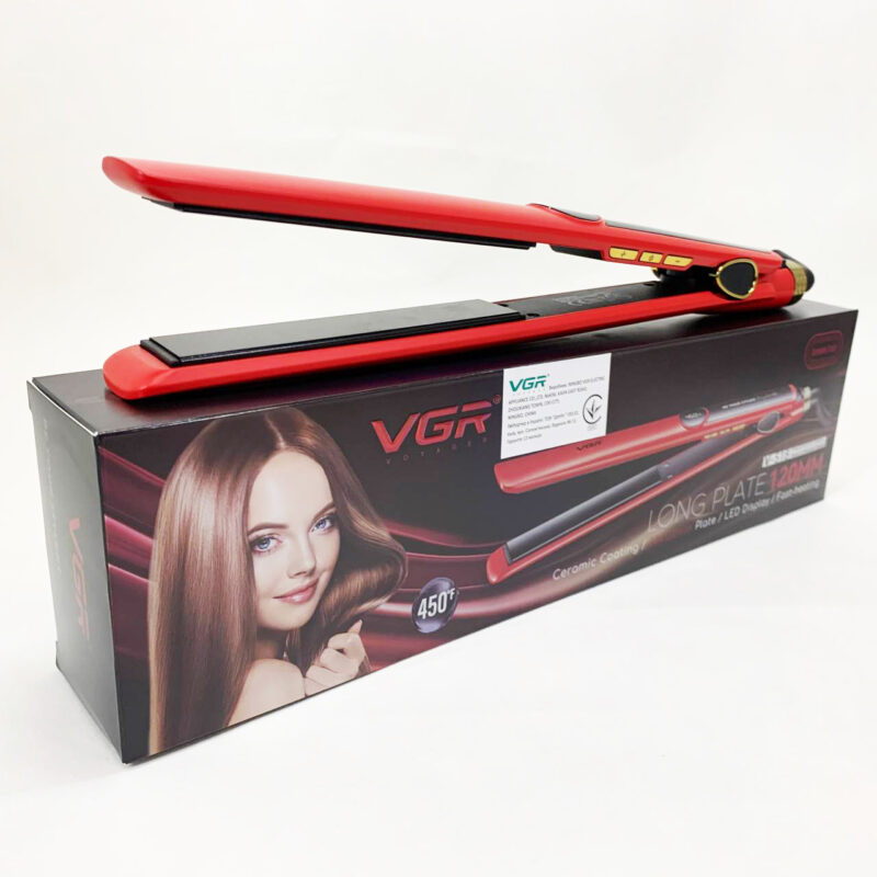 Плойка для волос VGR V-518 RED — професійний інструмент для укладки з керамічними пластинами.