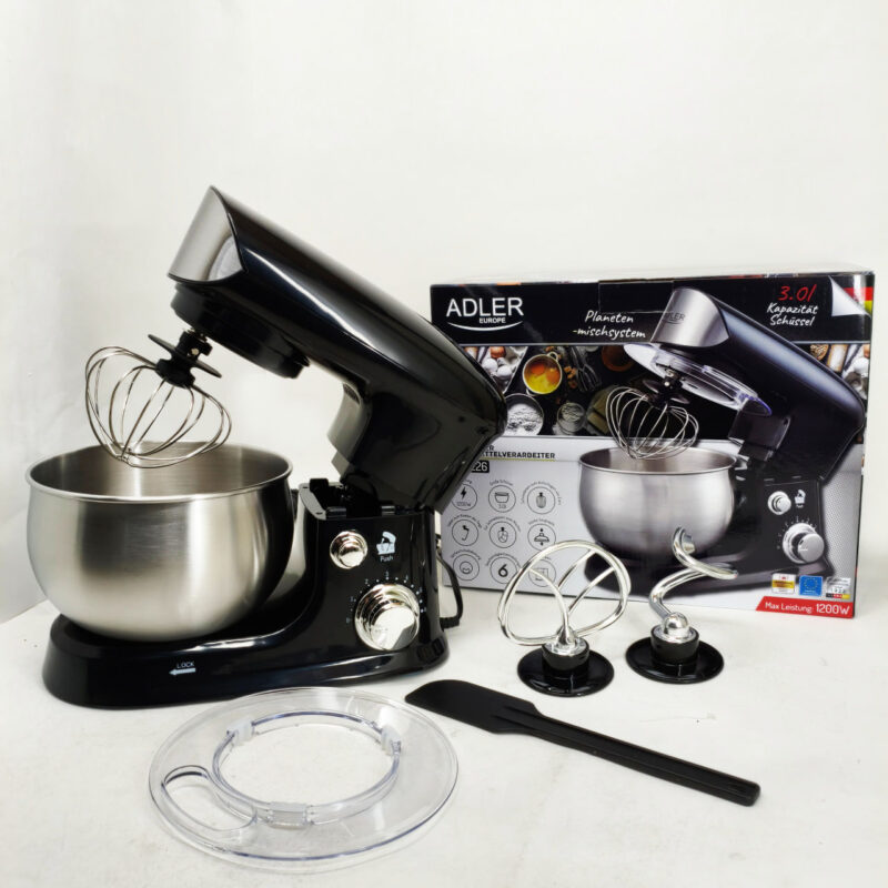 Кухонний комбайн ADLER AD 4226B 1200W 3L з планетарним змішуванням та захистом від брызг.