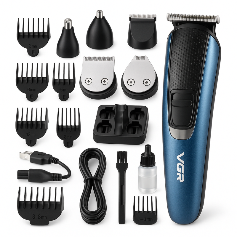 Машинка триммер 4в1 VGR V-172 для стрижки волосся з USB зарядкою та електробритвою для голови