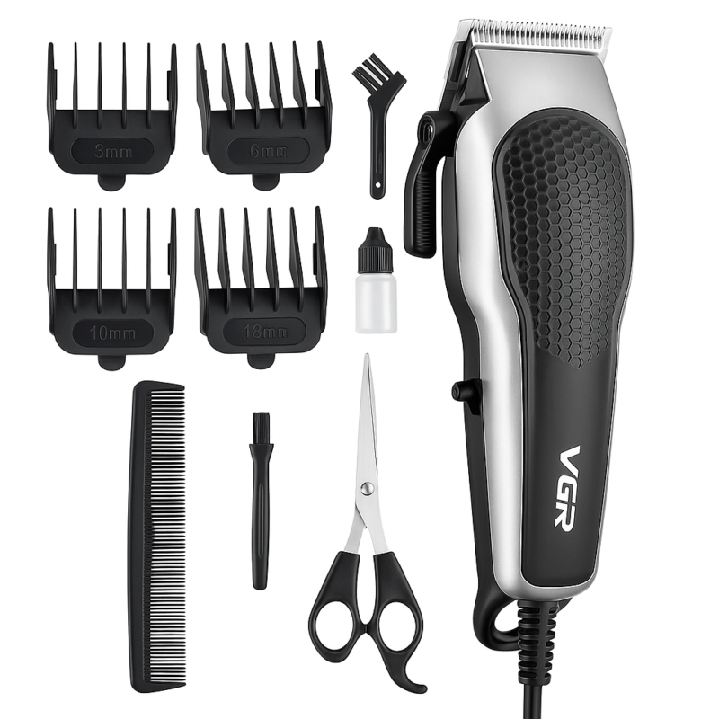 Машинка для стрижки VGR V-130 — професійний триммер для волосся з насадками