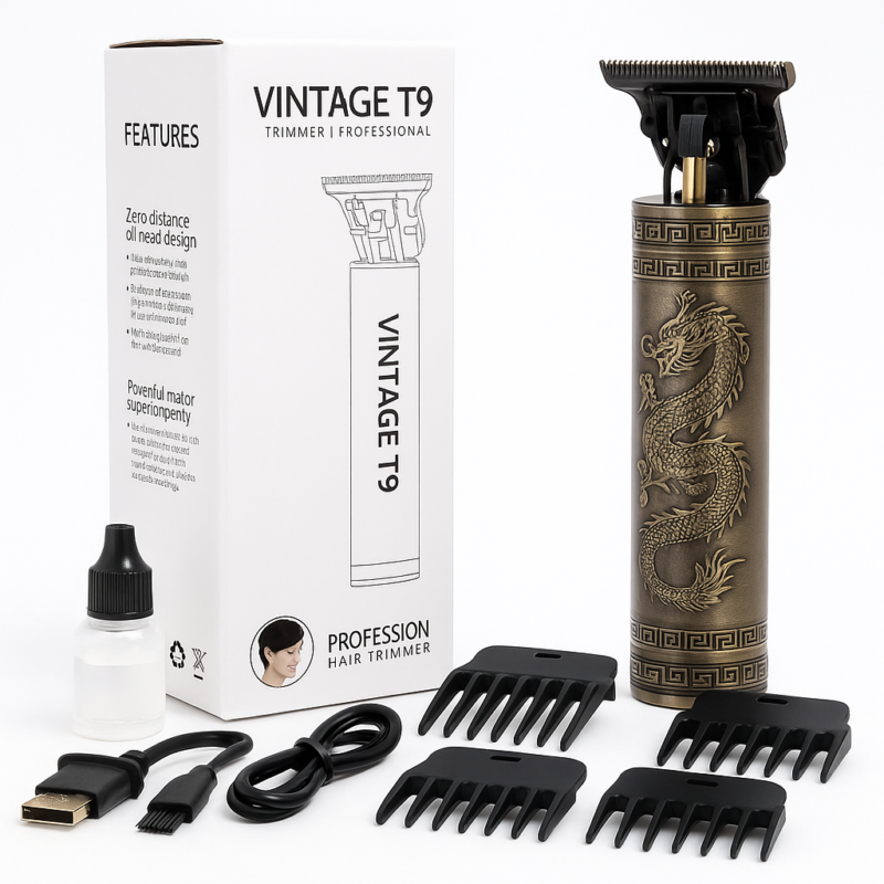 Машинка для стрижки волосся Vintage T9-1 BRONZE — створюйте ідеальні зачіски легко та швидко.