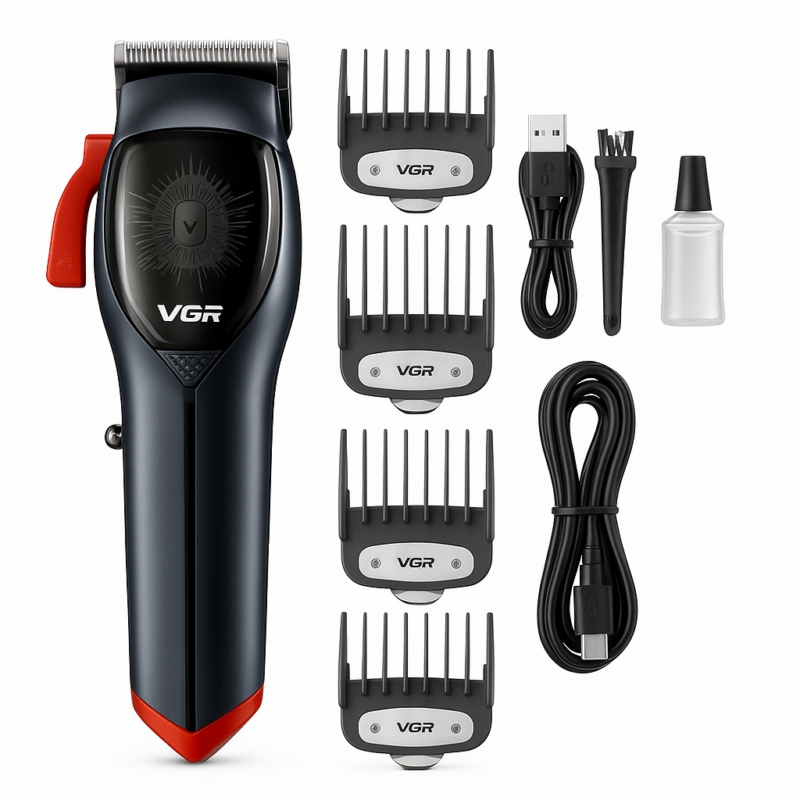 Машинка для стрижки волосся VGR V-647 з акумулятором та насадками для швидкої стрижки вдома.