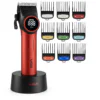Професійна машинка для стрижки VGR V-001 RED з дисплеєм 9000 об 10 насадками 1,5-24 мм
