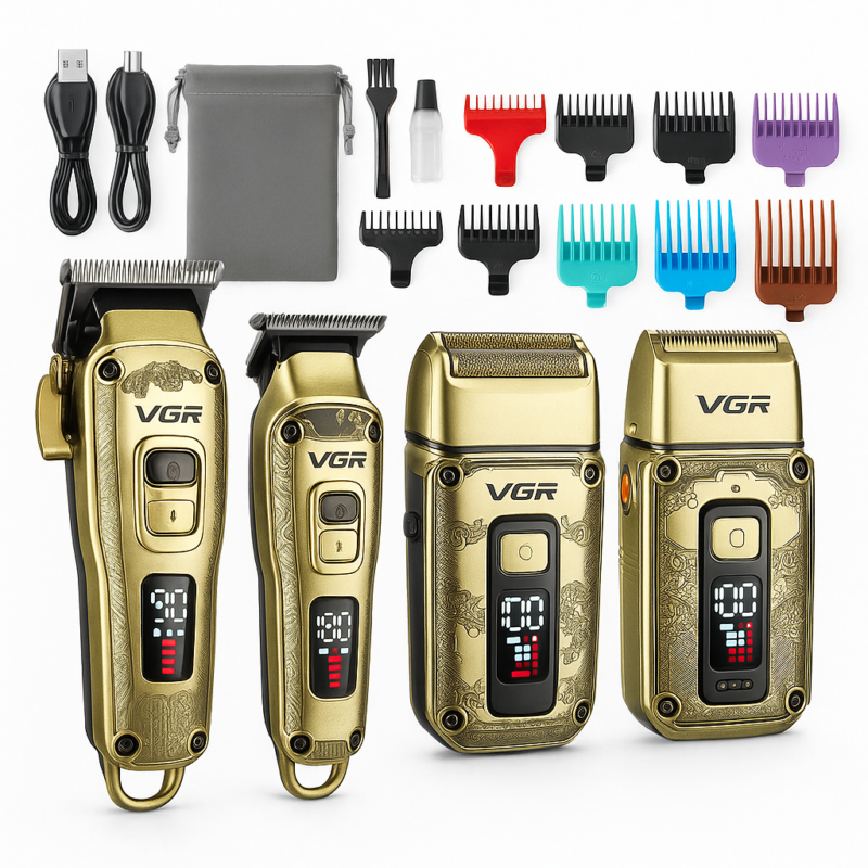 Набір для стрижки волосся і бороди з насадками 3в1 VGR V-642 Акумуляторна машинка — ідеальний вибір для кожного чоловіка