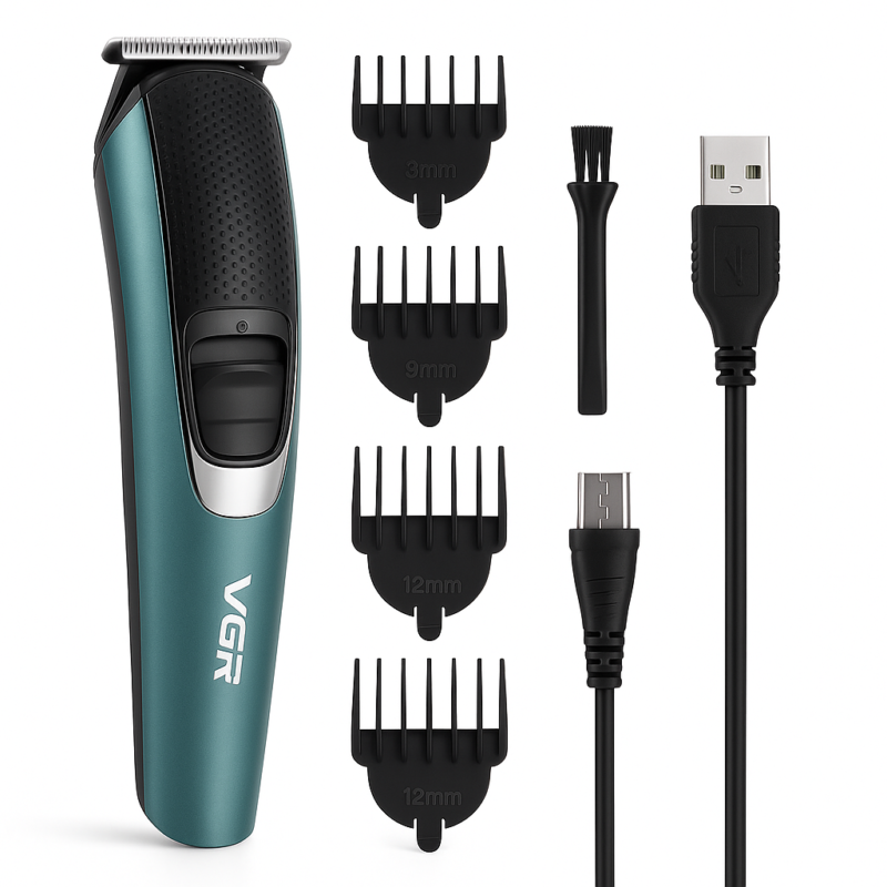 Тример VGR V-176 — бездротовий триммер для бороди та волосся з USB зарядкою.