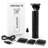 Машинка для стрижки волосся Vintage T9-2 BLACK — бездротовий тример з 4 насадками для ідеальної стрижки.