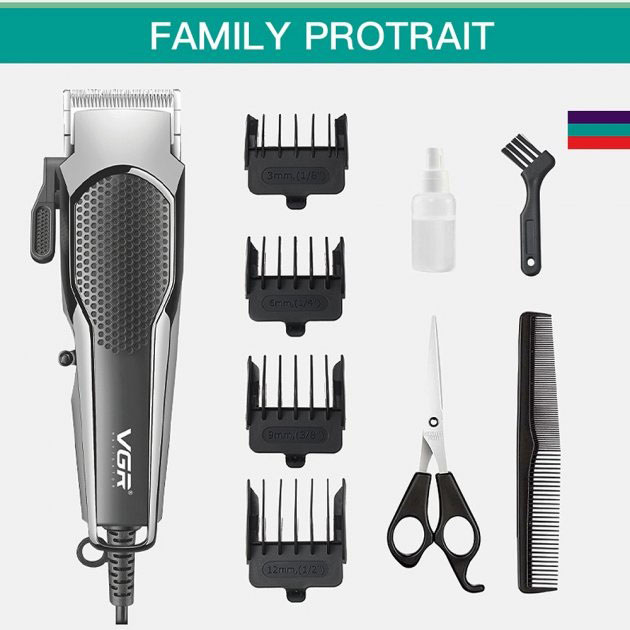 Машинка для стрижки VGR V-130 — професійний триммер для волосся з насадками