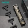 Акумуляторна машинка для стрижки волосся VGR V-962 — тример для бороди та вусів з насадками 1-7 мм для професійного використання.