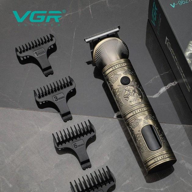 Акумуляторна машинка для стрижки волосся VGR V-962 — тример для бороди та вусів з насадками 1-7 мм для професійного використання.