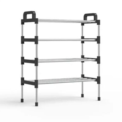 Стійка для зберігання взуття Shoe rack 4 полиці — просте рішення для організації вашого взуття. Чорний, 4 секції, ширина 56 см, висота 82 см, глибина 26 см.