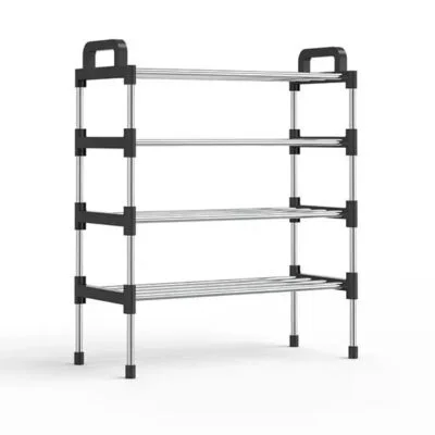 Стійка для зберігання взуття Shoe rack 4 полиці — просте рішення для організації вашого взуття. Чорний, 4 секції, ширина 56 см, висота 82 см, глибина 26 см.
