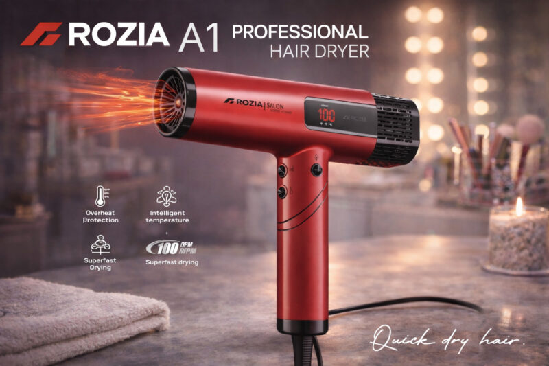 Фен ROZIA A1 Professional Hair Dryer — швидке та дбайливе сушіння волосся для професіоналів.