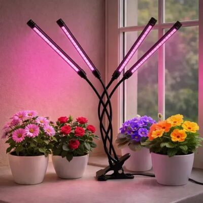 Світлодіодна фітолампа Grow Light 4 голови Повний спектр для вирощування рослин та розсади 9 рівнів яскравості
