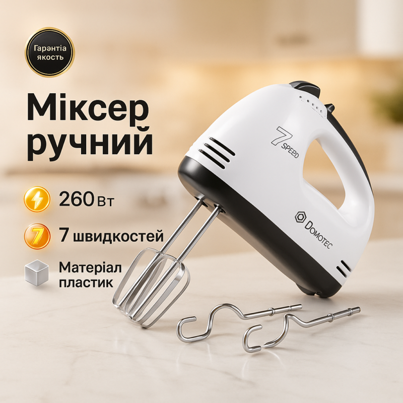 Миксер ручной RAF R6633B 260Вт White — компактний та ефективний інструмент для приготування страв