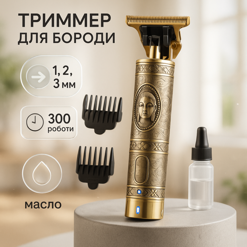 Машинка для стрижки волосся Shuke SK-8017 — професійний триммер для бороди з автономною роботою до 300 хвилин.