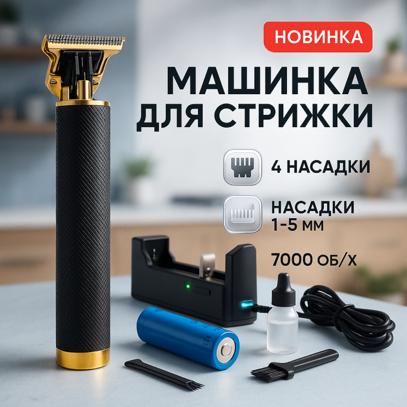 Акумуляторна машинка T9 — бездротовий триммер для стрижки волосся та бороди з USB-зарядкою.