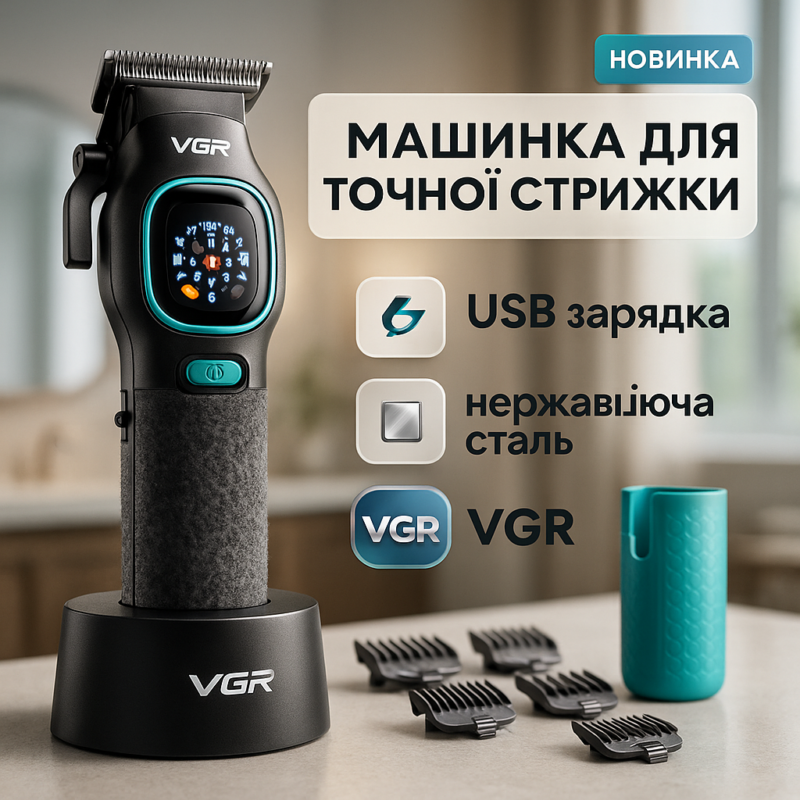 Комплект для стрижки VGR 2 в 1 V-886 S2 BLACK — ефективне рішення для домашнього та професійного використання