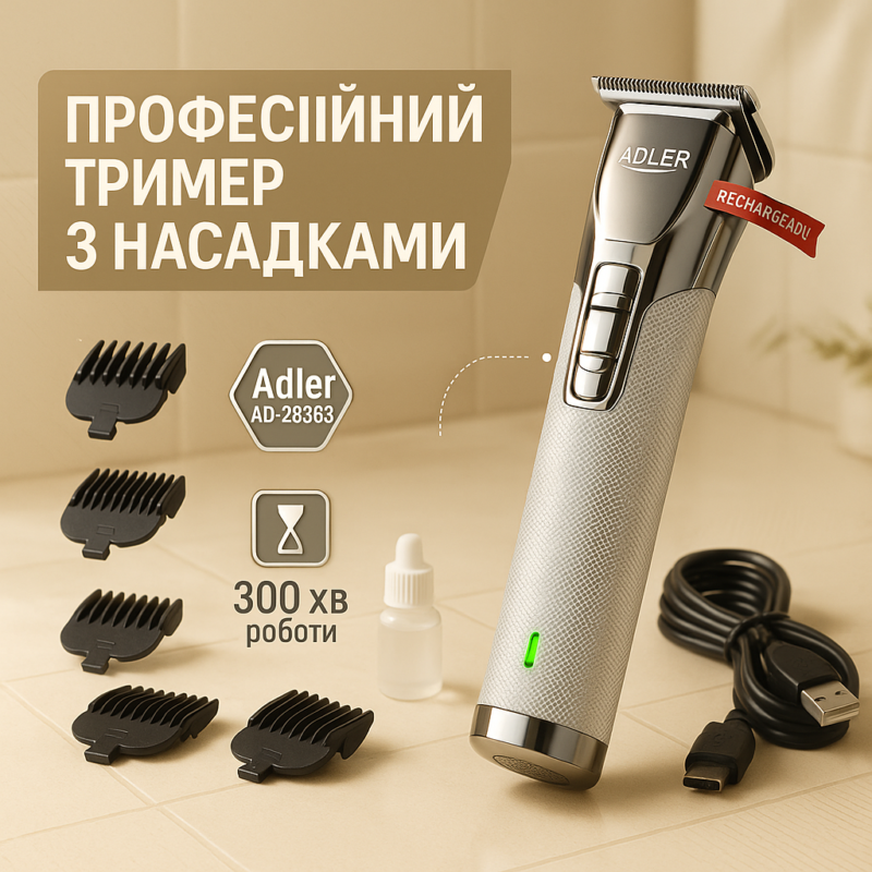 Машинка для стрижки волосся Adler AD-2836S з безболісним вкорочуванням волосся