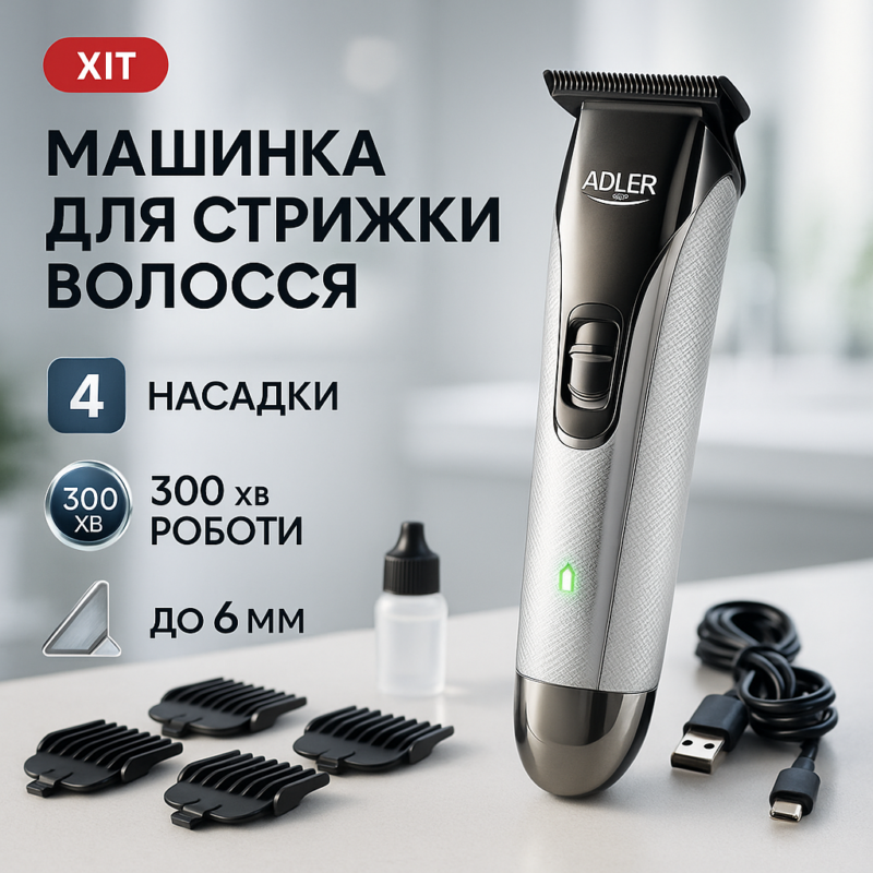 Машинка для стрижки волосся Adler AD-2836S з безболісним вкорочуванням волосся