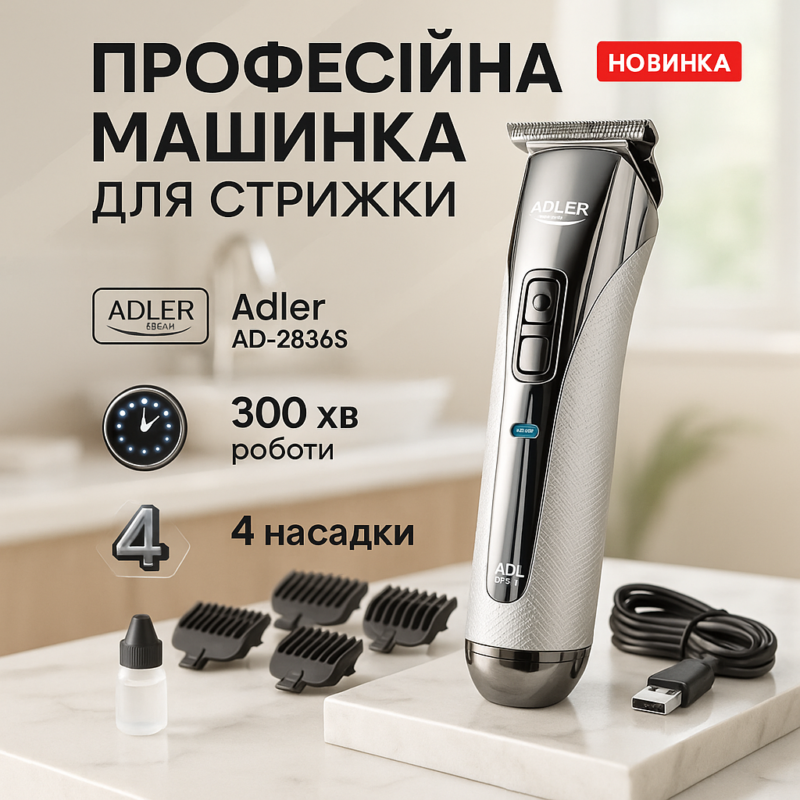 Машинка для стрижки волосся Adler AD-2836S з безболісним вкорочуванням волосся