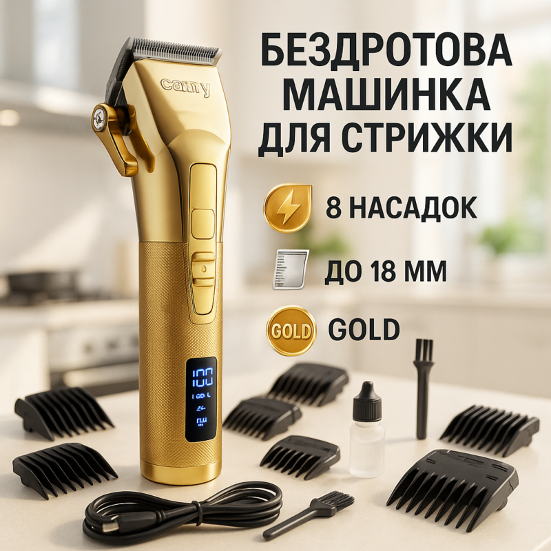 Машинка для стрижки волосся бездротова Camry CR 2835g — ідеальне рішення для стильного вигляду