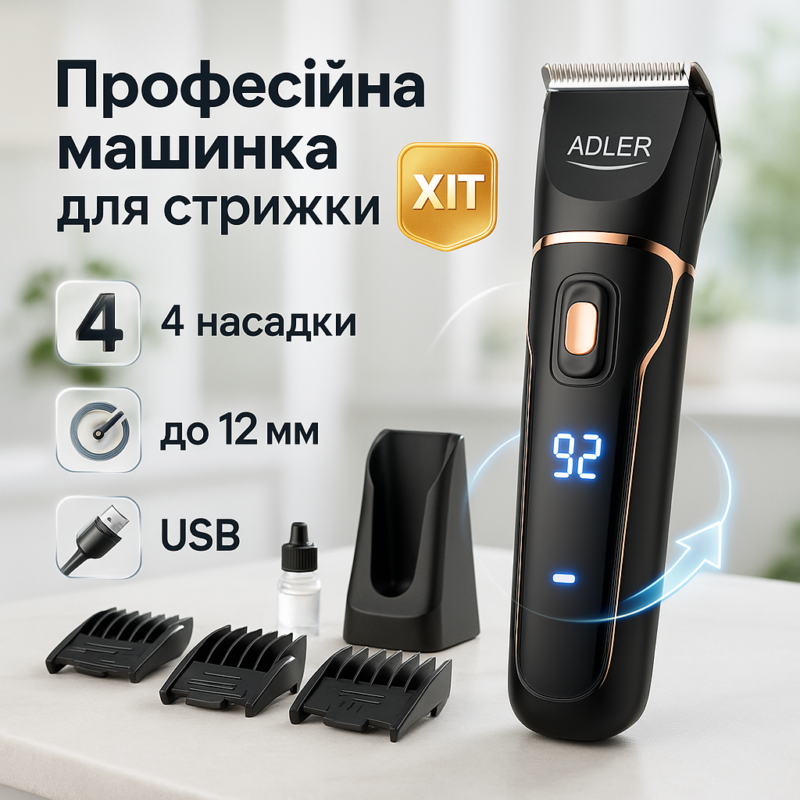 Машинка для стрижки волосся Adler AD 2832 — Ваш ідеальний помічник для догляду за волоссям вдома та в подорожах.