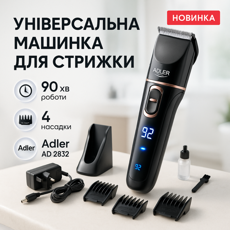 Машинка для стрижки волосся Adler AD 2832 — Ваш ідеальний помічник для догляду за волоссям вдома та в подорожах.