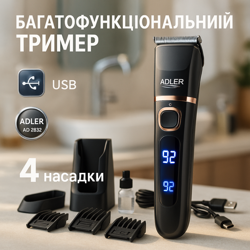 Машинка для стрижки волосся Adler AD 2832 — Ваш ідеальний помічник для догляду за волоссям вдома та в подорожах.