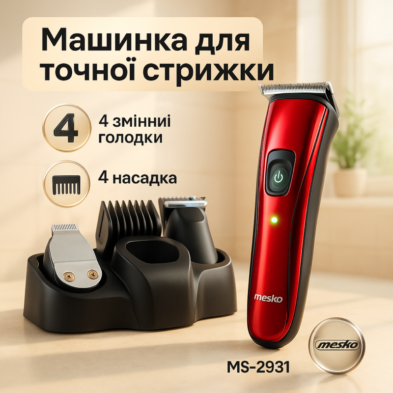 Машинка для стрижки волосся Mesko MS-2931 — універсальний тример з 5 функціями для ідеальних образів.