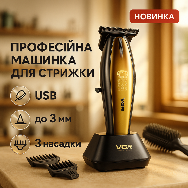 Машинка для стрижки волосся VGR V-992 GOLD з потужним мотором для ідеальної зачіски