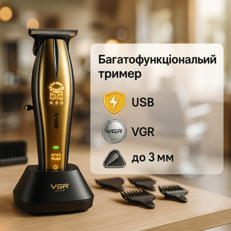 Машинка для стрижки волосся VGR V-992 GOLD з потужним мотором для ідеальної зачіски