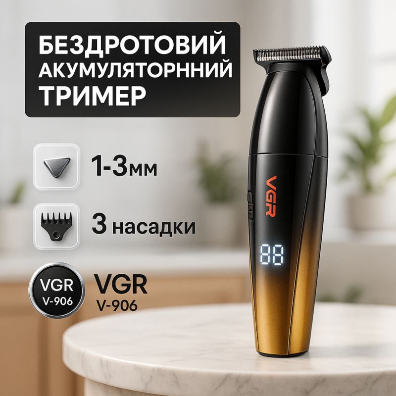Машинка для стрижки волосся VGR V-906 тример для окантовки та стрижки бороди.