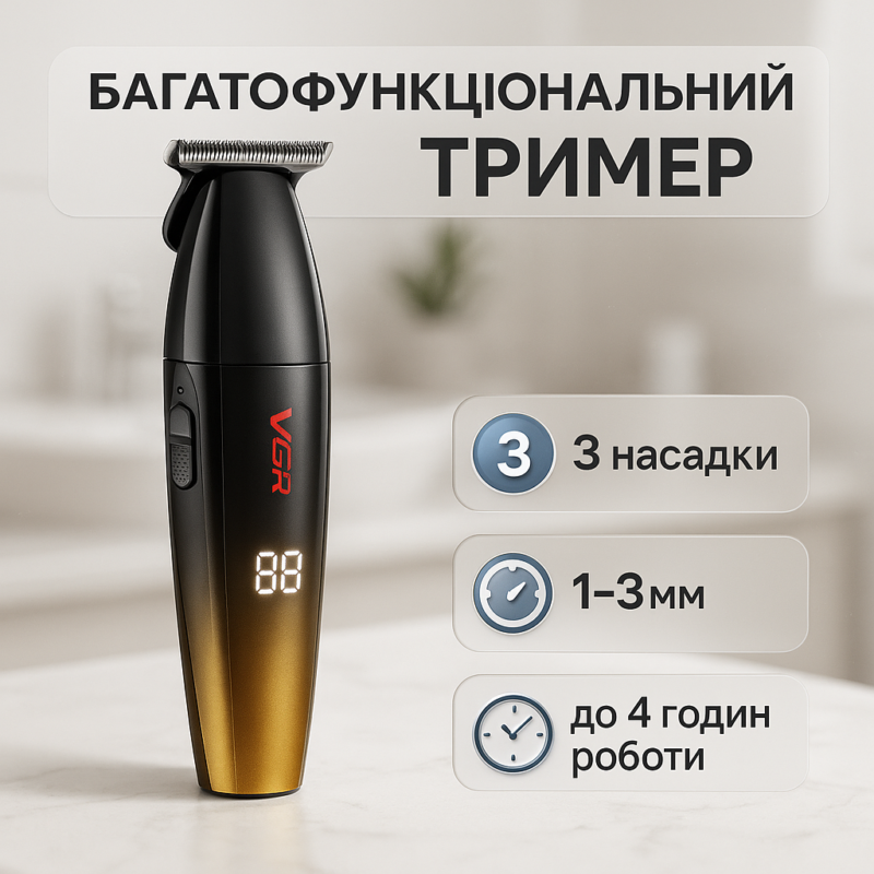 Машинка для стрижки волосся VGR V-906 тример для окантовки та стрижки бороди.