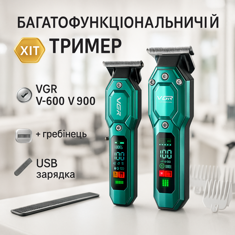 Комплект 2 до 1 VGR V-600 V-900 — професійний інструмент для стрижки з тривалим часом роботи.